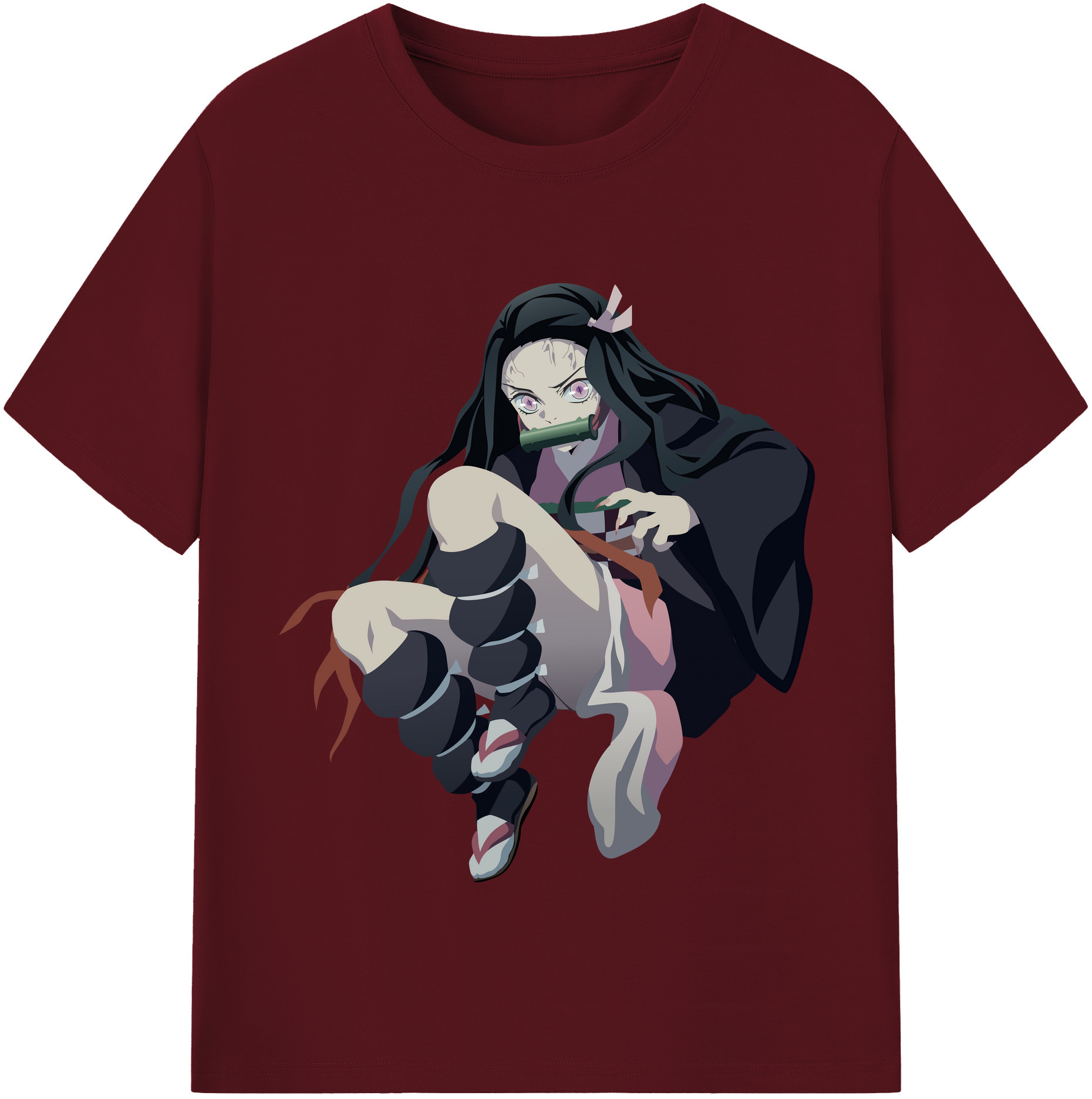 （画像用） 鬼滅の刃（きめつのやいば）竈門 禰󠄀豆子／かまど ねずこ Kamado Nezuko 綿100％半袖Tシャツ（フロントプリント）